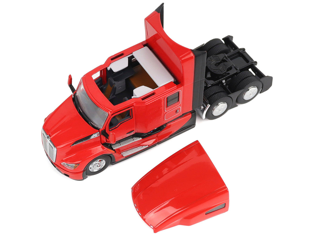 Kenworth T680 76" High Roof Sleeper Cab Truck Tractor Viper Red "Transport Series" 1/50 Diecast Model by Diecast Masters by Diecast Masters
