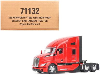 Kenworth T680 76" High Roof Sleeper Cab Truck Tractor Viper Red "Transport Series" 1/50 Diecast Model by Diecast Masters by Diecast Masters