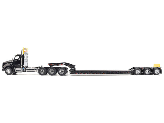 Kenworth T880 SBFA Tridem Truck with Trail King HDG Lowboy Trailer Black "Transport Series" 1/50 Diecast Model by Diecast Masters by Diecast Masters