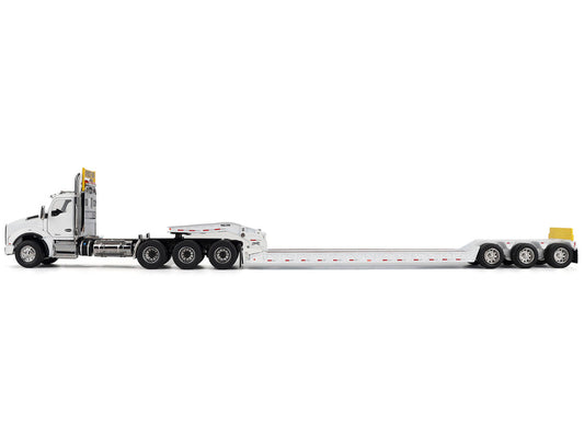 Kenworth T880 SBFA Tridem Truck with Trail King HDG Lowboy Trailer White "Transport Series" 1/50 Diecast Model by Diecast Masters by Diecast Masters