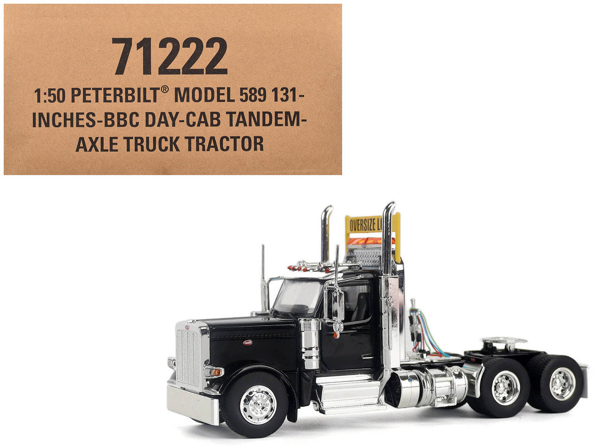 Peterbilt 589 Truck Tractor with Day Cab Black "Transport Series" 1/50 Diecast Model by Diecast Masters-0