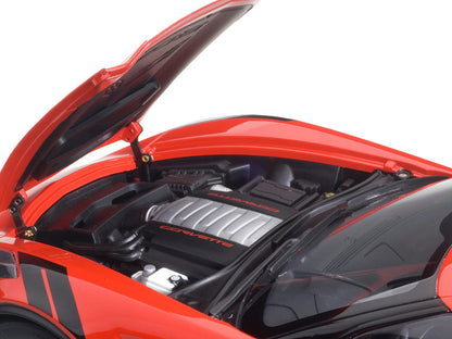 2017 Chevrolet Corvette C7 Grand Sport Red with White Stripe and Black Fender Hash Marks 1/18 Model Car by Autoart by Autoart