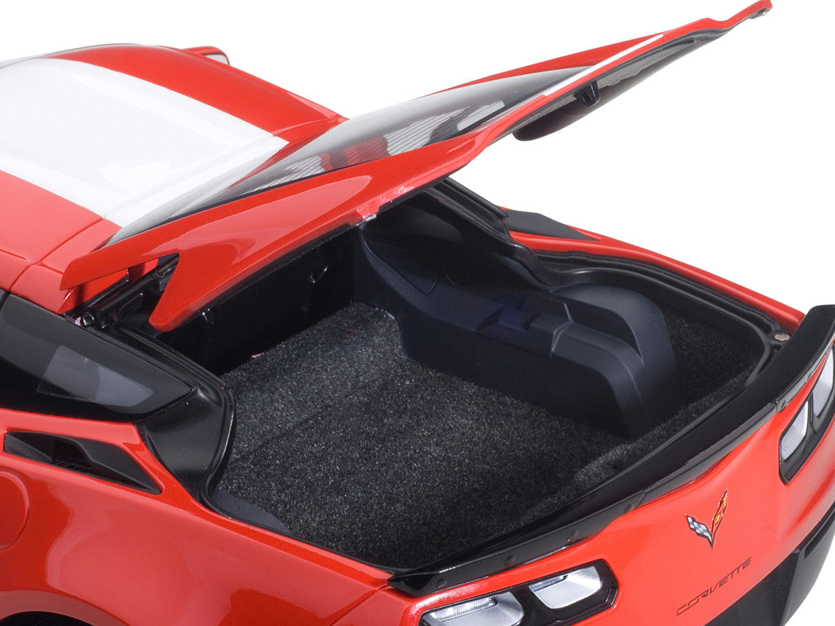 2017 Chevrolet Corvette C7 Grand Sport Red with White Stripe and Black Fender Hash Marks 1/18 Model Car by Autoart by Autoart