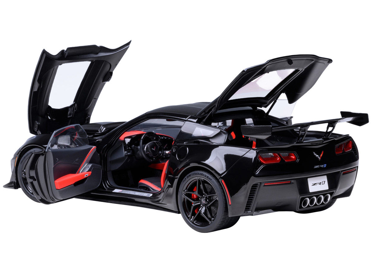 2019 Chevrolet Corvette C7 ZR1 Black with Carbon Top 1/18 Model Car by Autoart by Autoart