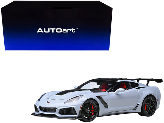 2019 Chevrolet Corvette C7 ZR1 Ceramic Matrix Gray Metallic with Carbon Top 1/18 Model Car by Autoart by Autoart