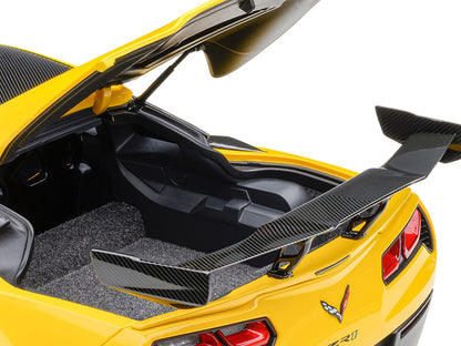 2019 Chevrolet Corvette C7 ZR1 Corvette Racing Yellow Tintcoat with Carbon Top 1/18 Model Car by Autoart by Autoart