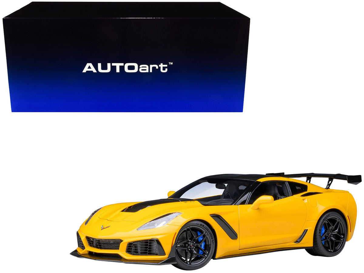 2019 Chevrolet Corvette C7 ZR1 Corvette Racing Yellow Tintcoat with Carbon Top 1/18 Model Car by Autoart by Autoart