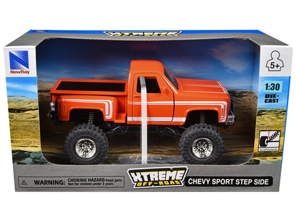 Chevrolet Sport Step Side Pickup Truck Orange with White Graphics "Xtreme Off-Road" Series 1/30 Diecast Model by New Ray by New Ray