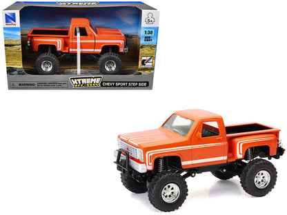 Chevrolet Sport Step Side Pickup Truck Orange with White Graphics "Xtreme Off-Road" Series 1/30 Diecast Model by New Ray by New Ray