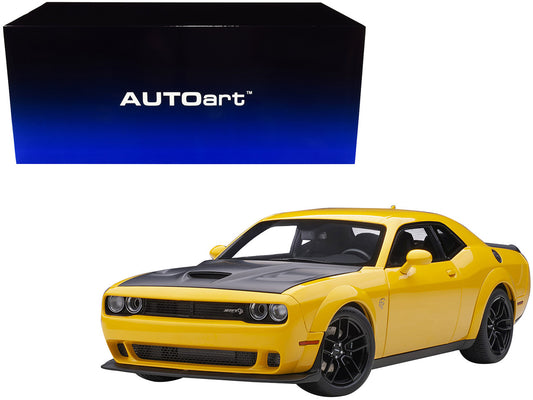 Dodge Challenger SRT Hellcat Widebody Yellow Jacket with Satin Black Hood 1/18 Model Car by Autoart by Autoart