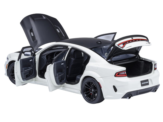 Dodge Charger SRT Hellcat Redeye Knuckle White with Matt Black Hood and Top 1/18 Model Car by Autoart by Autoart