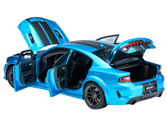 Dodge Charger SRT Hellcat Redeye B5 Blue Metallic with Carbon Stripes 1/18 Model Car by Autoart by Autoart