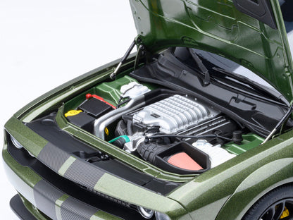 2022 Dodge Challenger SRT Jailbreak F8 Green with Carbon Stripes 1/18 Model Car by Autoart by Autoart