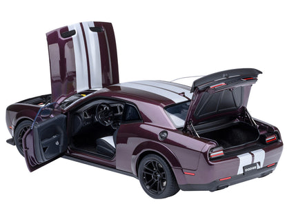 2022 Dodge Challenger SRT Jailbreak Hellraisin Purple with White Stripes 1/18 Model Car by Autoart by Autoart