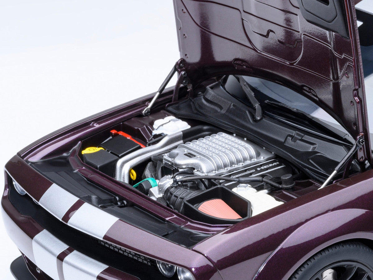 2022 Dodge Challenger SRT Jailbreak Hellraisin Purple with White Stripes 1/18 Model Car by Autoart by Autoart