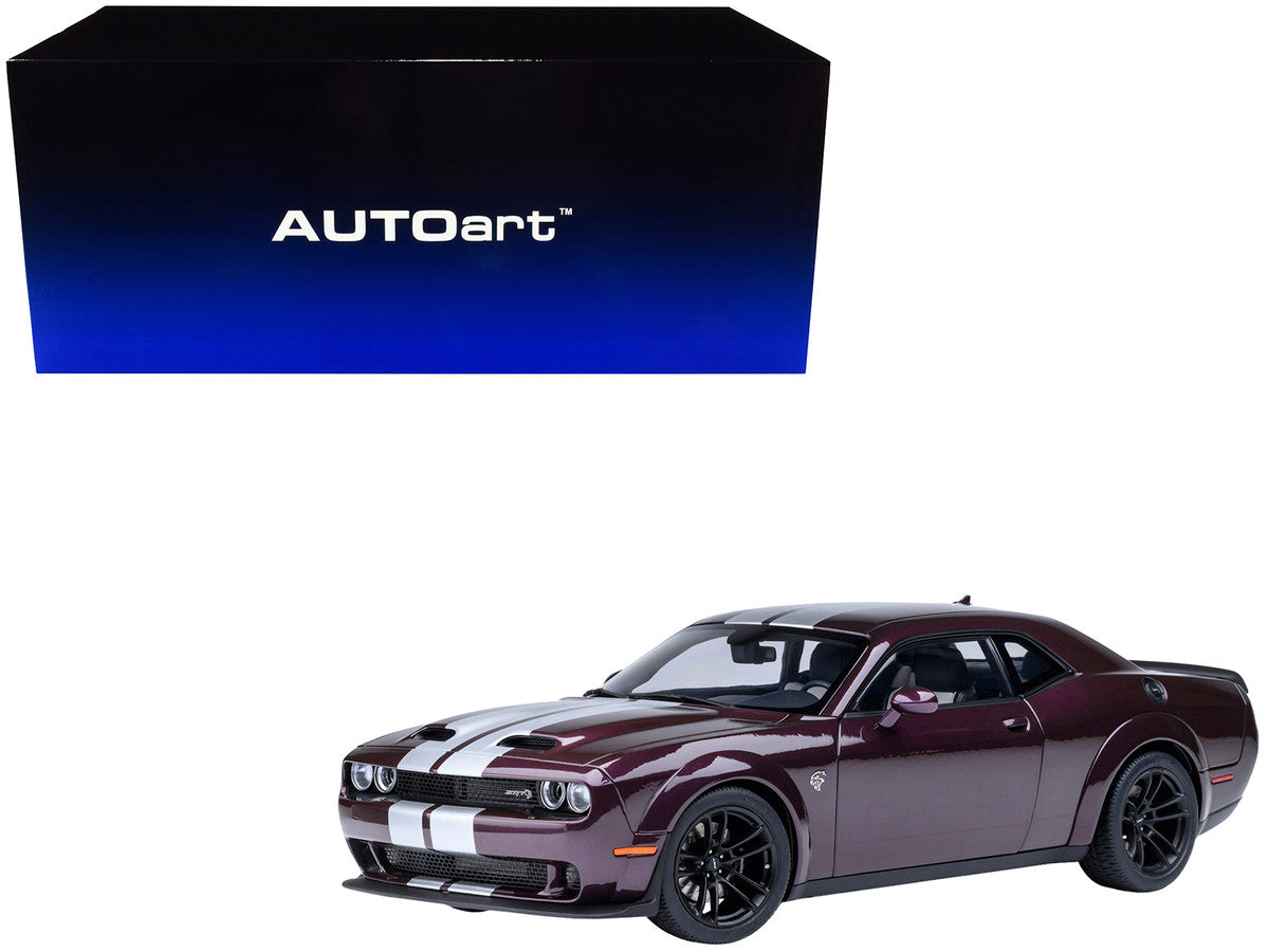 2022 Dodge Challenger SRT Jailbreak Hellraisin Purple with White Stripes 1/18 Model Car by Autoart by Autoart