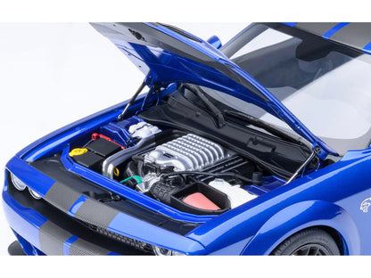 2022 Dodge Challenger SRT Jailbreak Indigo Blue Metallic with Carbon Stripes 1/18 Model Car by Autoart by Autoart