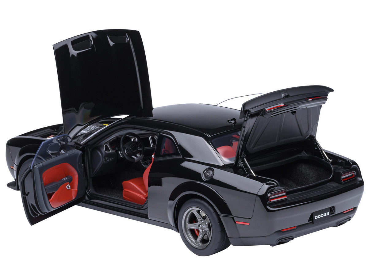 2023 Dodge Challenger SRT Super Stock Pitch Black with Red Interior 1/18 Model Car by Autoart by Autoart