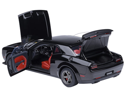2023 Dodge Challenger SRT Super Stock Pitch Black with Red Interior 1/18 Model Car by Autoart by Autoart