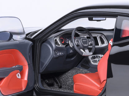 2023 Dodge Challenger SRT Super Stock Pitch Black with Red Interior 1/18 Model Car by Autoart by Autoart