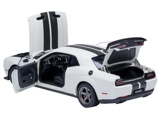 2023 Dodge Challenger SRT Super Stock Knuckle White with Carbon Stripes 1/18 Model Car by Autoart by Autoart