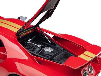 Ford GT Heritage Edition #16 "Alan Mann" Red Metallic with Gold Stripes 1/18 Model Car by Autoart by Autoart