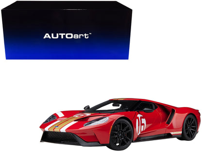Ford GT Heritage Edition #16 "Alan Mann" Red Metallic with Gold Stripes 1/18 Model Car by Autoart by Autoart