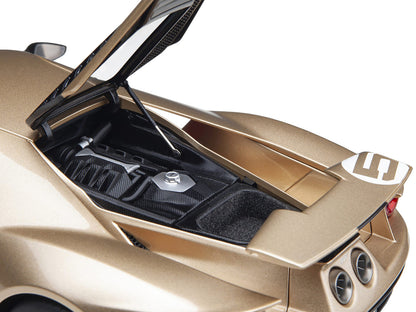 Ford GT Heritage Edition #5 "Holman Moody" Gold Metallic with Red and White Graphics 1/18 Model Car by Autoart by Autoart