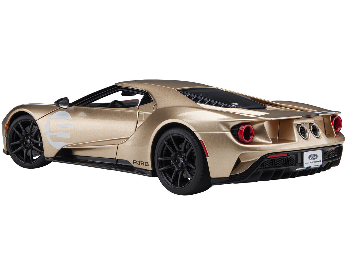Ford GT Heritage Edition #5 "Holman Moody" Gold Metallic with Red and White Graphics 1/18 Model Car by Autoart by Autoart