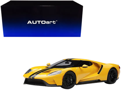 2017 Ford GT Triple Yellow with Black Stripes 1/18 Model Car by Autoart by Autoart