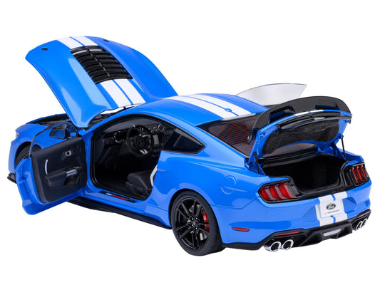 Ford Mustang Shelby GT500 Grabber Blue with White Stripes 1/18 Model Car by Autoart by Autoart