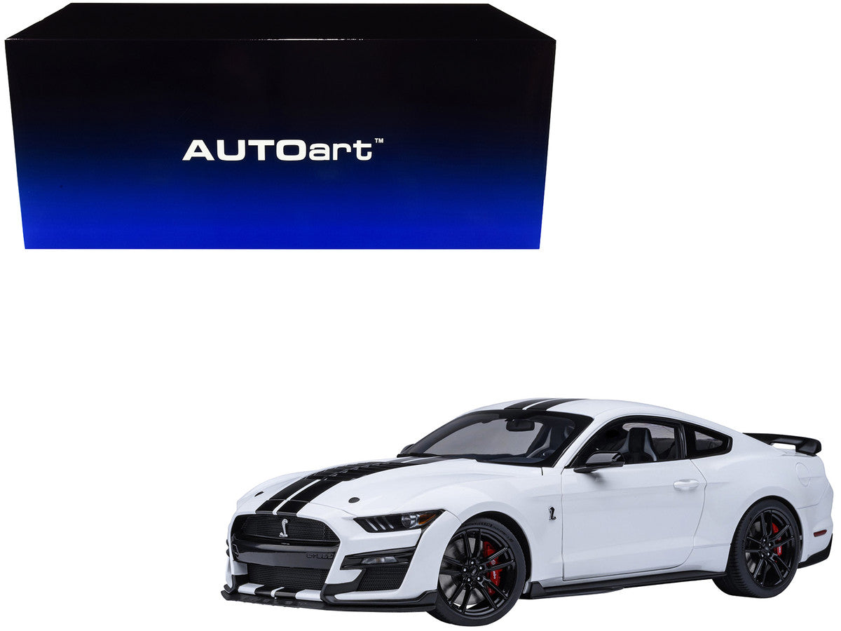 Ford Mustang Shelby GT500 Oxford White with Black Stripes 1/18 Model Car by Autoart by Autoart