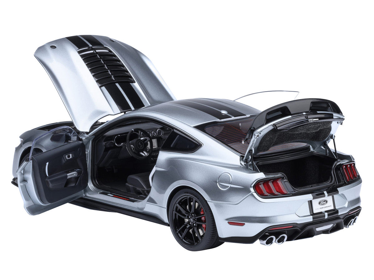 Ford Mustang Shelby GT500 Iconic Silver Metallic with Black Stripes 1/18 Model Car by Autoart by Autoart