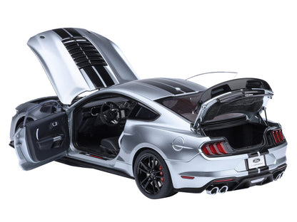 Ford Mustang Shelby GT500 Iconic Silver Metallic with Black Stripes 1/18 Model Car by Autoart by Autoart