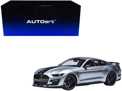 Ford Mustang Shelby GT500 Iconic Silver Metallic with Black Stripes 1/18 Model Car by Autoart by Autoart