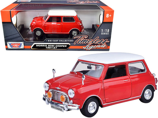 1961-1967 Morris Mini Cooper Red with White Top "Timeless Legends" 1/18 Diecast Model Car by Motormax by Motormax