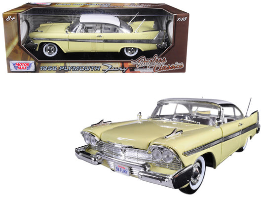 1958 Plymouth Fury "Timeless Classics" Yellow with White Top 1/18 Diecast Model Car by Motormax by Motormax
