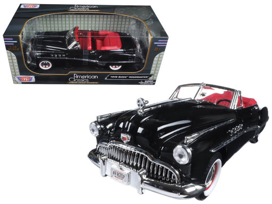 1949 Buick Roadmaster Black with Red Interior 1/18 Diecast Model Car by Motormax by Motormax