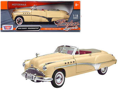 1949 Buick Roadmaster Cream with Red Interior 1/18 Diecast Model Car by Motormax by Motormax