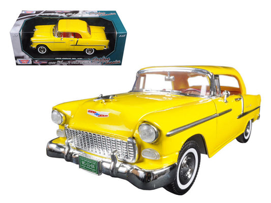 1955 Chevrolet Bel Air Convertible Soft Top Yellow "Timeless Classics" 1/18 Diecast Model Car by Motormax by Motormax