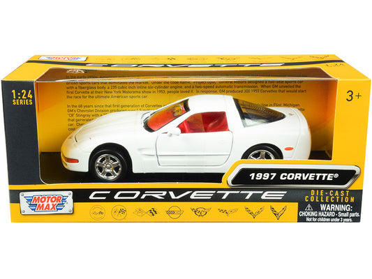 1997 Chevrolet Corvette C5 Coupe White with Red Interior "History of Corvette" Series 1/24 Diecast Model Car by Motormax by Motormax