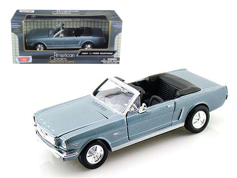 1964 1/2 Ford Mustang Convertible Light Blue 1/24 Diecast Model Car by Motormax by Motormax