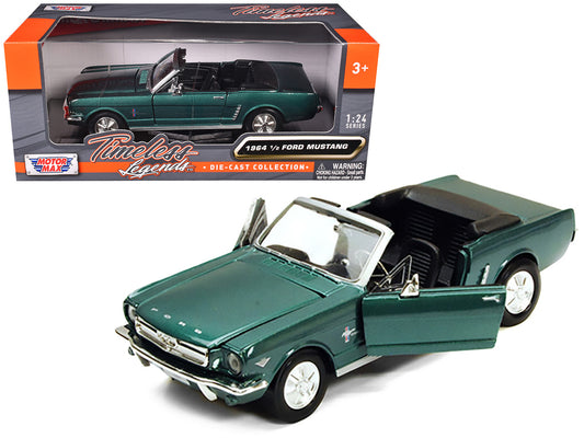 1964 1/2 Ford Mustang Convertible Green Metallic 1/24 Diecast Model Car by Motormax by Motormax