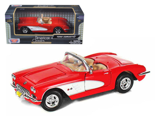 1959 Chevrolet Corvette Convertible Red 1/24 Diecast Model Car by Motormax by Motormax