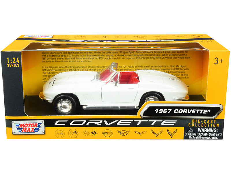 1967 Chevrolet Corvette C2 Convertible White with Red Interior "History of Corvette" Series 1/24 Diecast Model Car by Motormax by Motormax