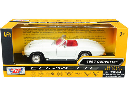 1967 Chevrolet Corvette C2 Convertible White with Red Interior "History of Corvette" Series 1/24 Diecast Model Car by Motormax by Motormax