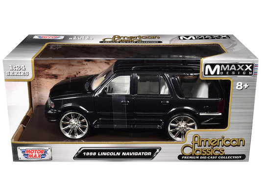 1998 Lincoln Navigator Black Metallic with White Interior "Maxx Design" "American Classics" Series 1/24 Diecast Model Car by Motormax by Motormax