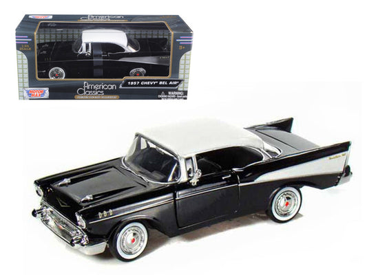 1957 Chevrolet Bel Air Black with White Top 1/24 Diecast Model Car by Motormax by Motormax