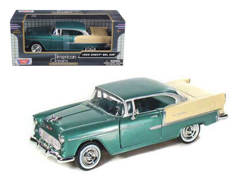 1955 Chevrolet Bel Air Green 1/24 Diecast Model Car by Motormax by Motormax