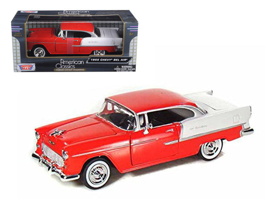 1955 Chevrolet Bel Air Red 1/24 Diecast Model Car by Motormax by Motormax